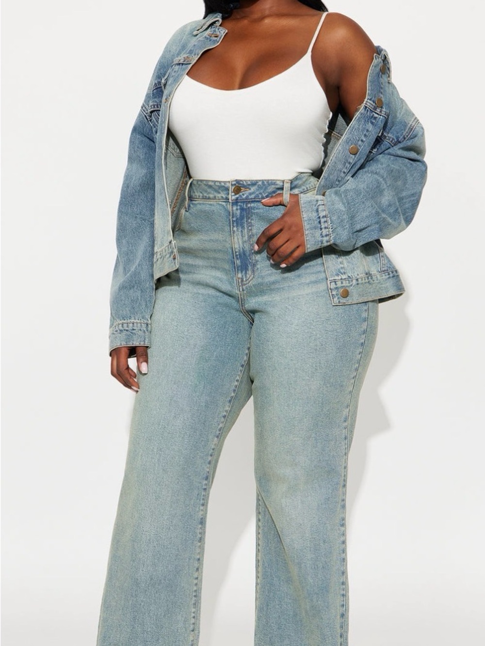 Fashion Nova Light Blue High-Rise WideLeg Jeans